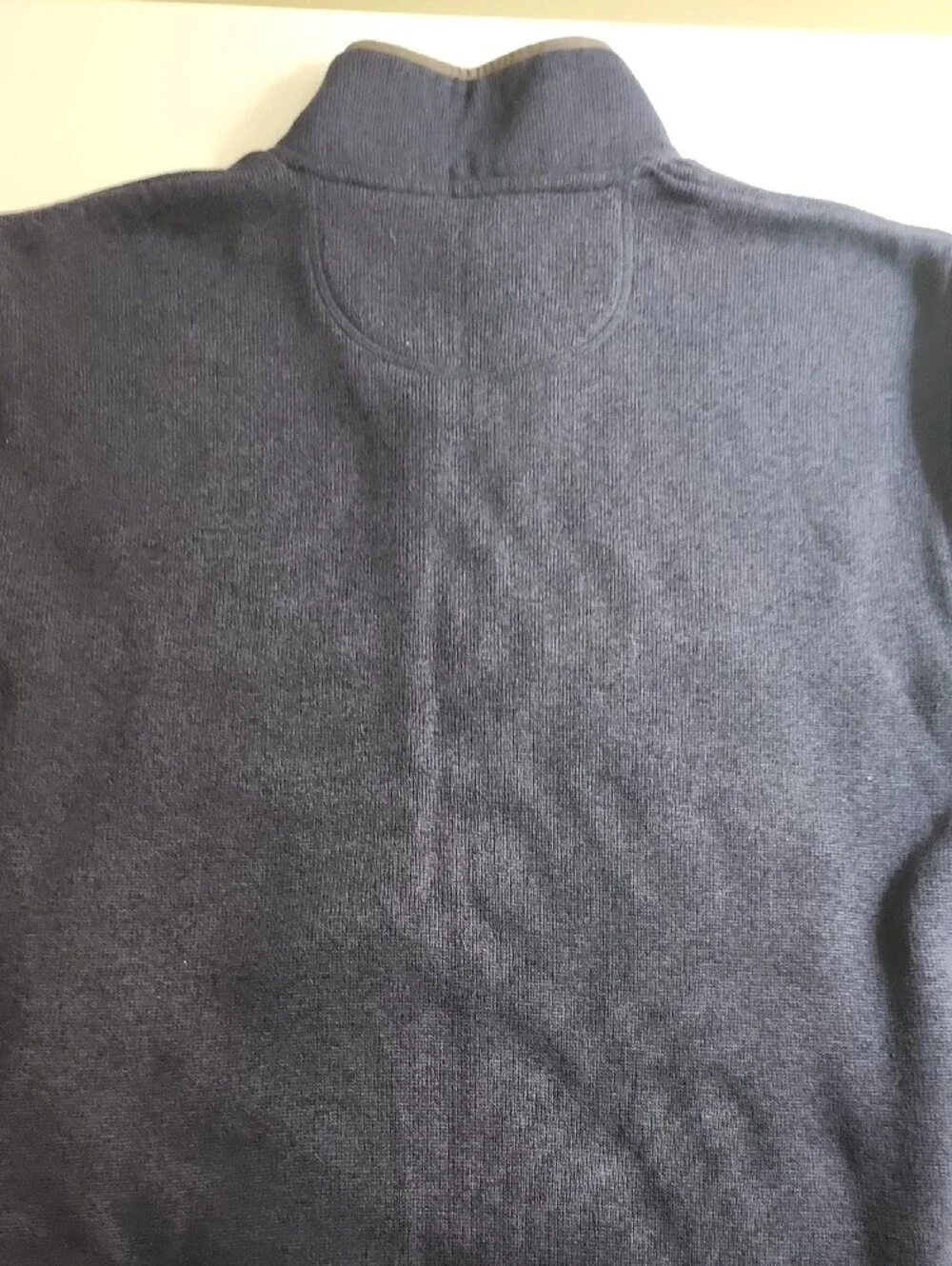 L.L. Bean Men's Navy Fleece Snap-Placket Pullover with Gray Trim